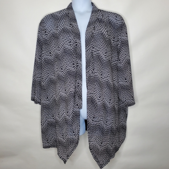 Catherines Chevron Stripe Open Front Stretch Cardigan Size 5X Asymmetric Hem NEW - Picture 1 of 14
